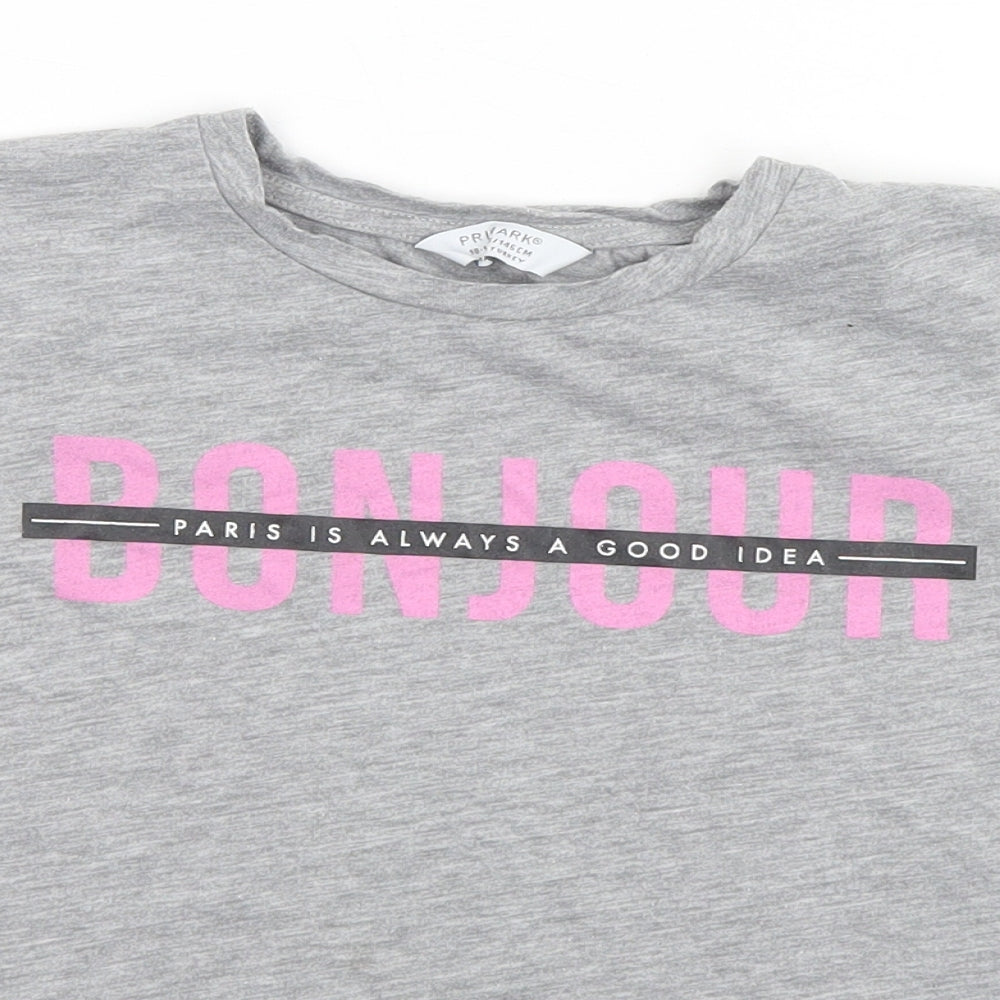Primark Girls Grey   Basic T-Shirt Size 10-11 Years  - Paris is Always a Good Idea