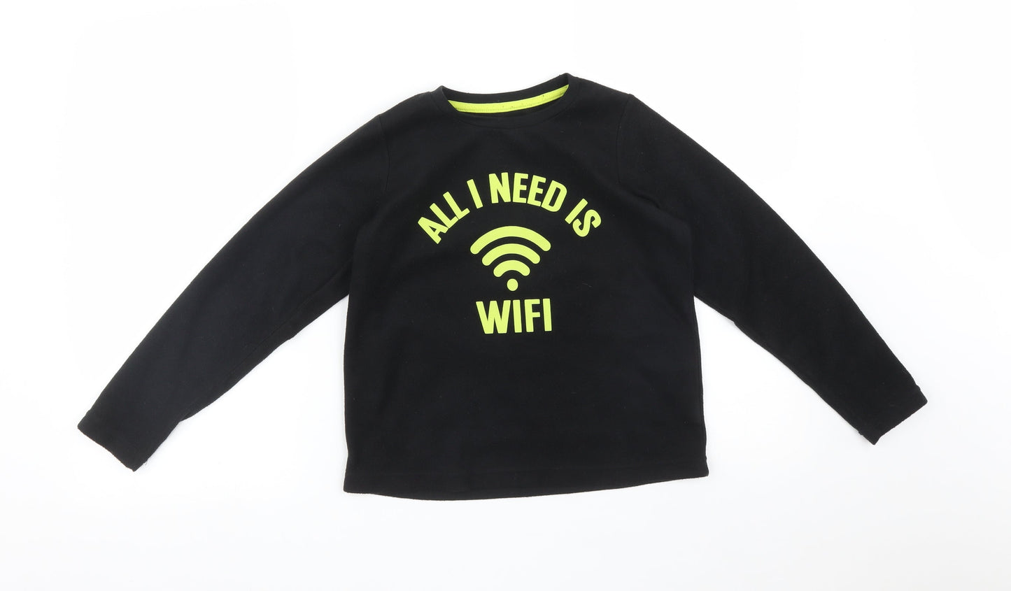 Matalan Boys Black   Pullover Sweatshirt Size 10 Years  - ALL I NEED IS WIFI