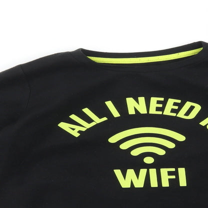 Matalan Boys Black   Pullover Sweatshirt Size 10 Years  - ALL I NEED IS WIFI
