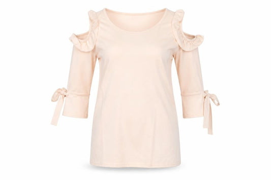 Front view of Prague women’s pink basic t-shirt, size UK 10