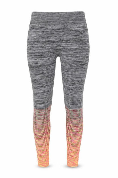 Front view of Preworn women’s multicoloured flecked leggings one, size UK, 23-inch leg
