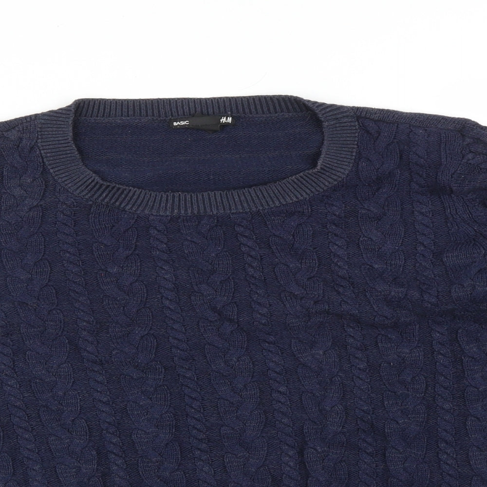 Mens UK Size L H&M Blue Pullover Sweatshirt