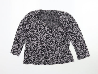 Womens UK Size L W Grey Wrap Blouse