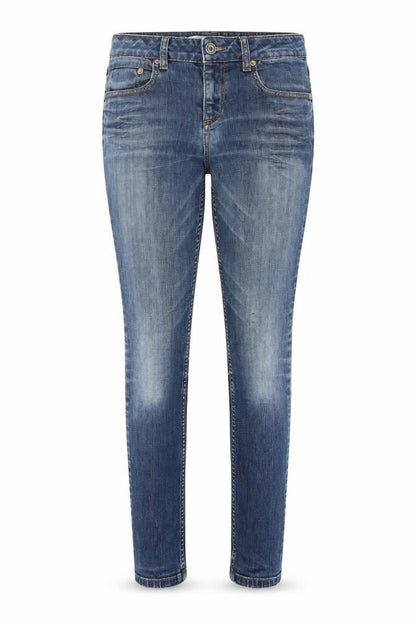 Front view of Topshop women’s blue denim skinny jeans, size UK 28, in, 31-inch leg