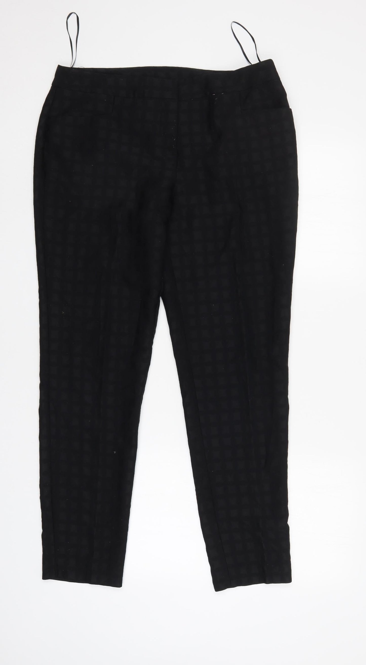TU Womens Black Check  Trousers  Size 12 L28 in