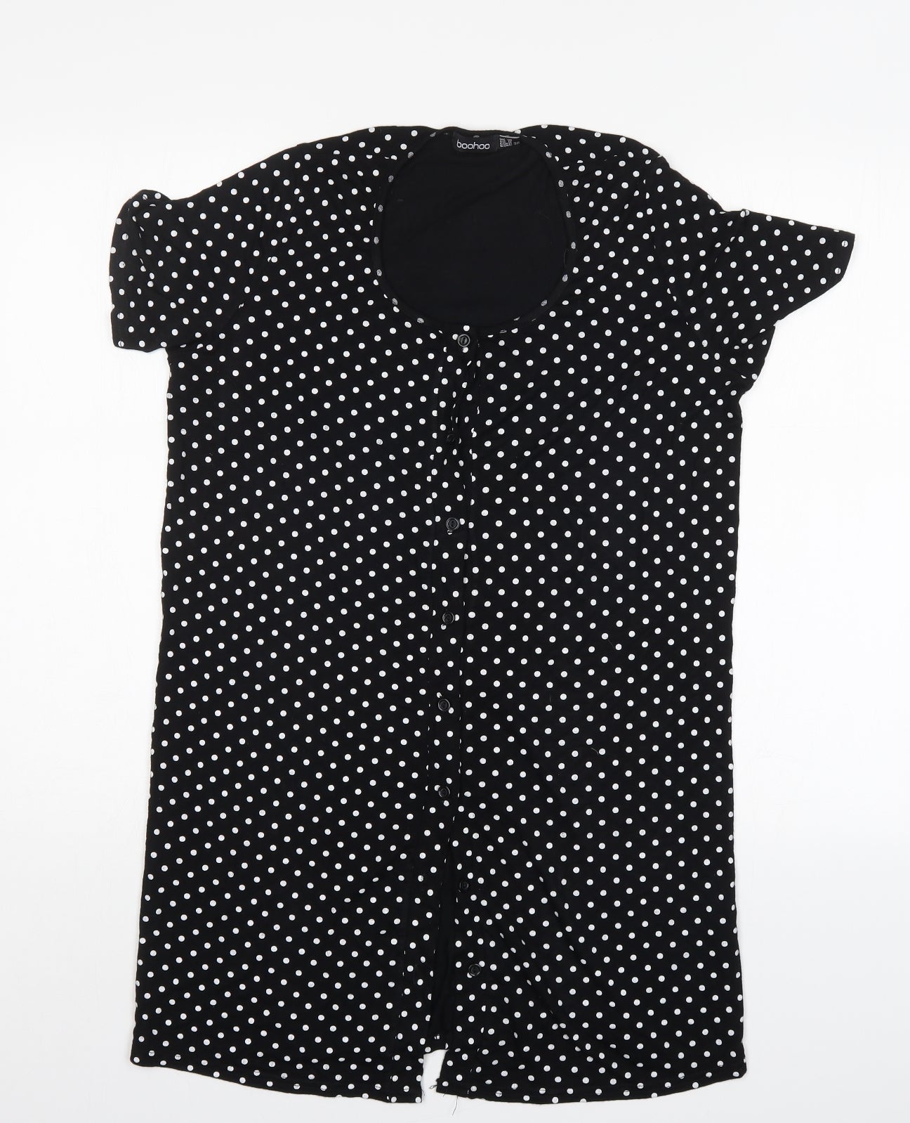 Boohoo Womens Black Polka Dot  Shirt Dress  Size 10