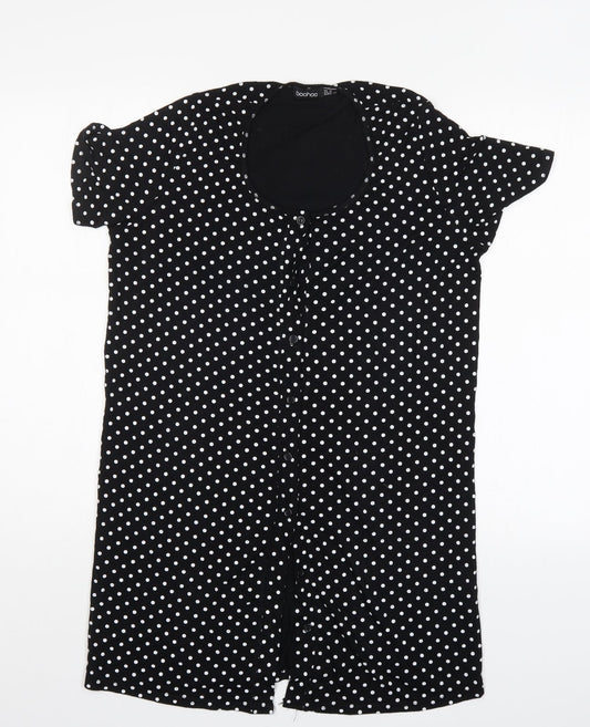 Boohoo Womens Black Polka Dot  Shirt Dress  Size 10