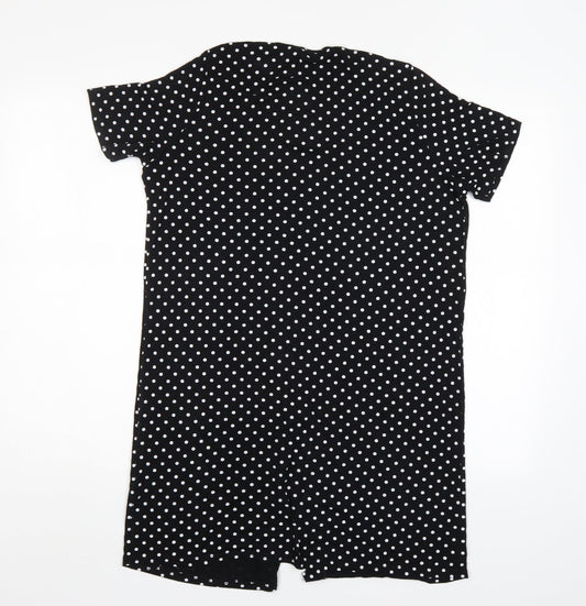 Boohoo Womens Black Polka Dot  Shirt Dress  Size 10