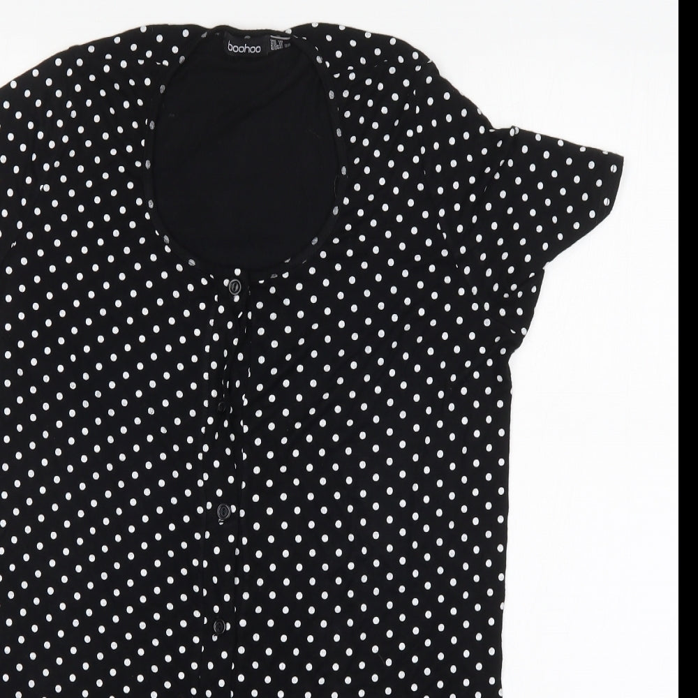 Boohoo Womens Black Polka Dot  Shirt Dress  Size 10
