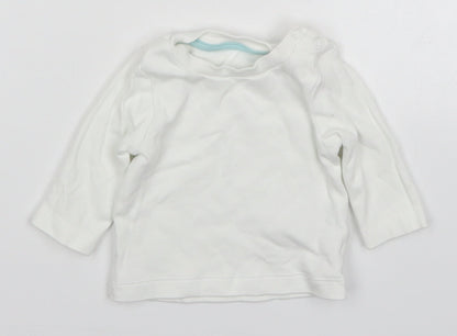 Additional front view of Morrisons Baby White Basic T-Shirt, size 0-3, Months