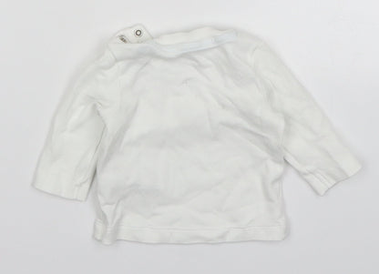 Back view of Morrisons Baby White Basic T-Shirt, size 0-3, Months