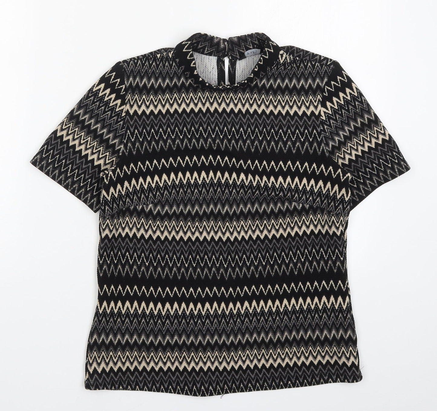 F&F Womens Beige Geometric  Basic T-Shirt Size 6  - Zig Zag