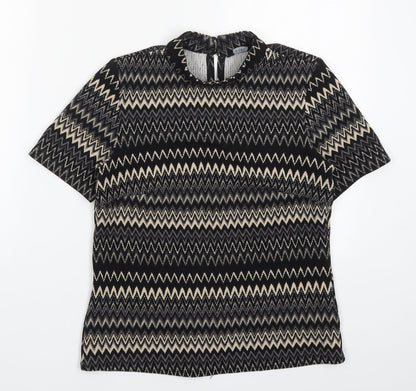 F&F Womens Beige Geometric  Basic T-Shirt Size 6  - Zig Zag