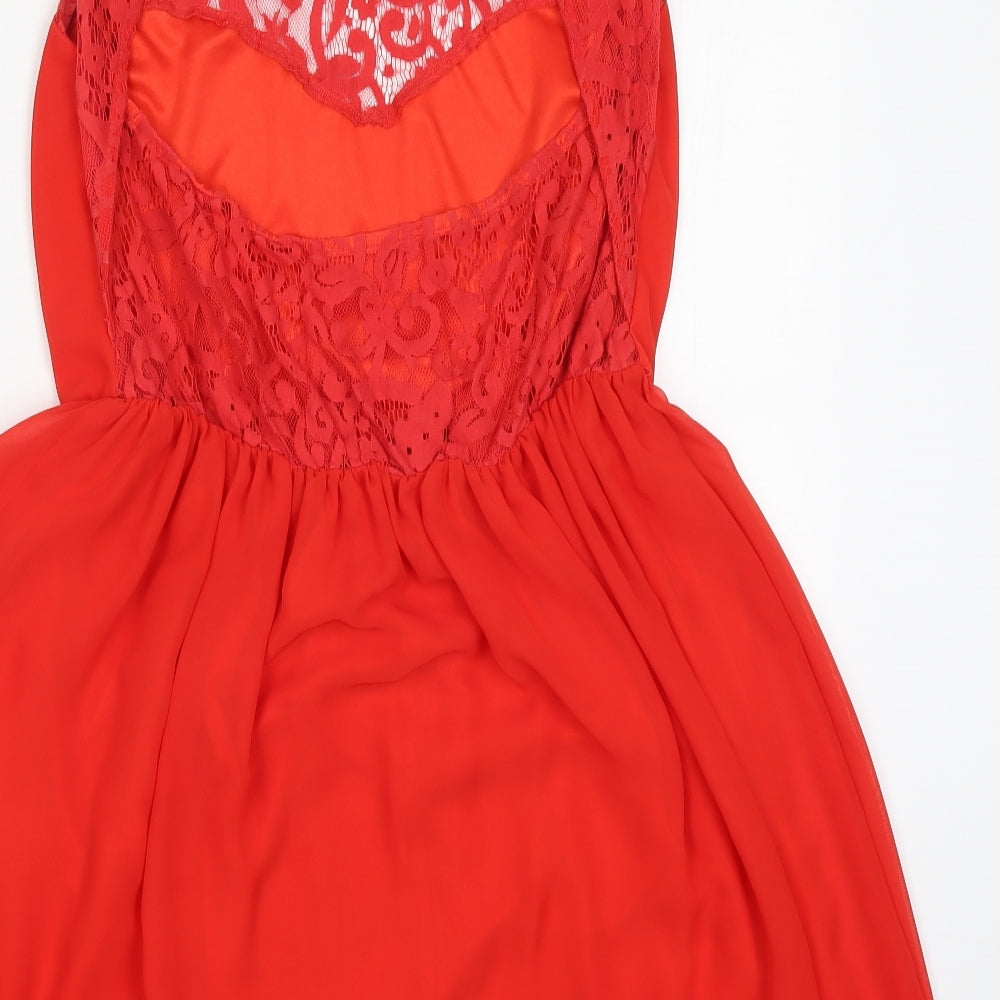 ASOS Womens Red  Lace Skater Dress  Size 10