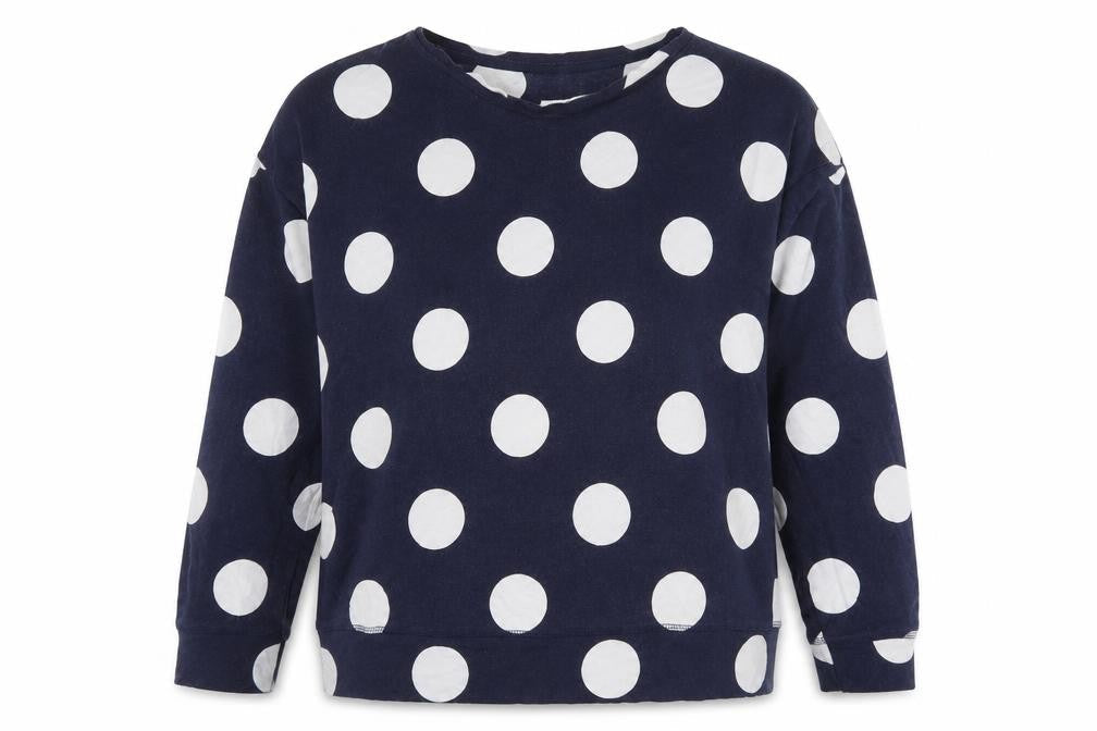 Front view of Next women’s blue polka dot top pyjama top, size M