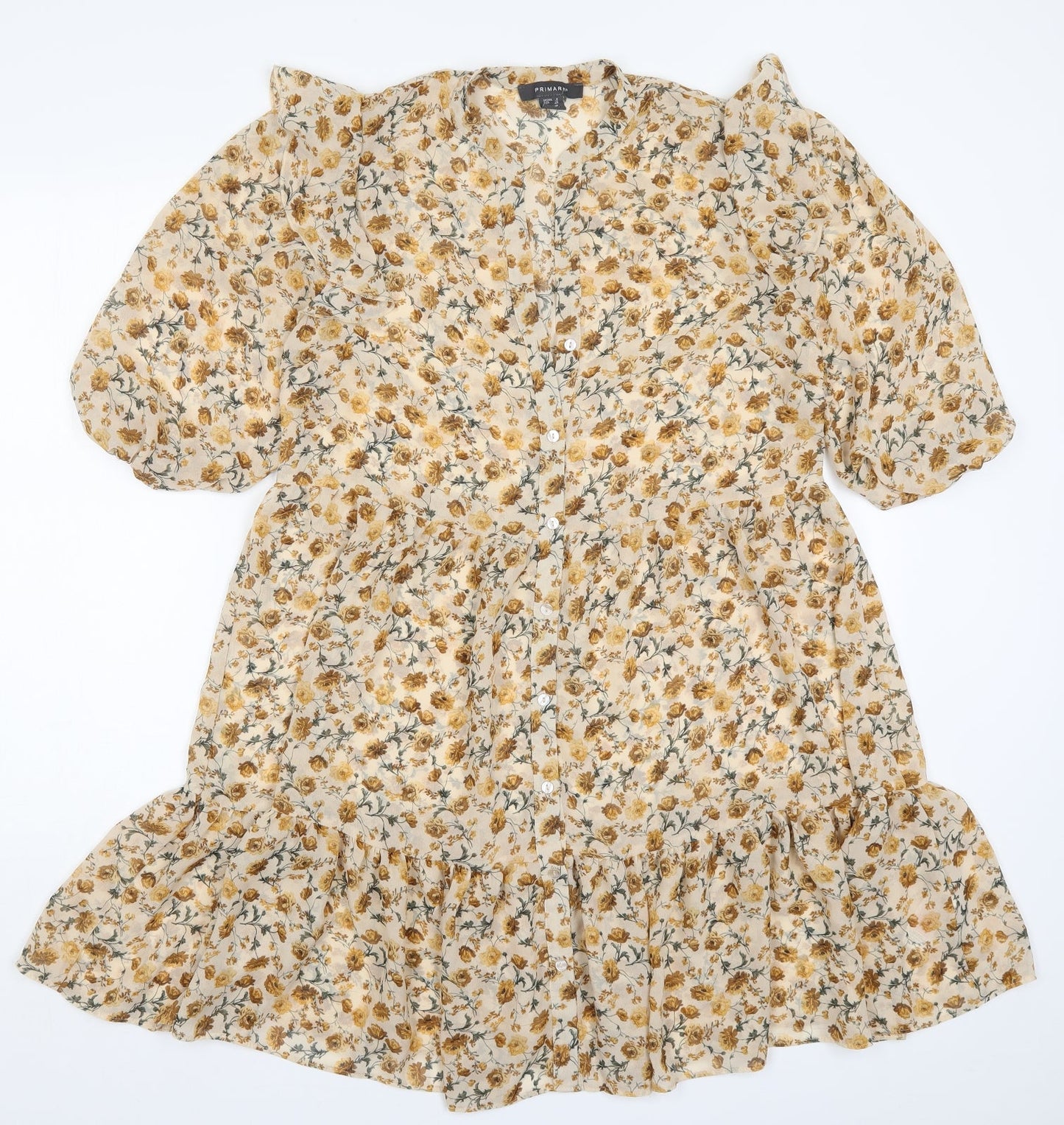 Primark Womens Yellow Floral  Trapeze & Swing  Size 8