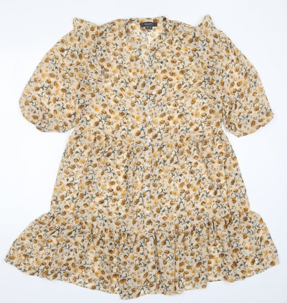 Primark Womens Yellow Floral  Trapeze & Swing  Size 8