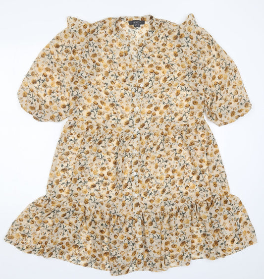 Primark Womens Yellow Floral  Trapeze & Swing  Size 8