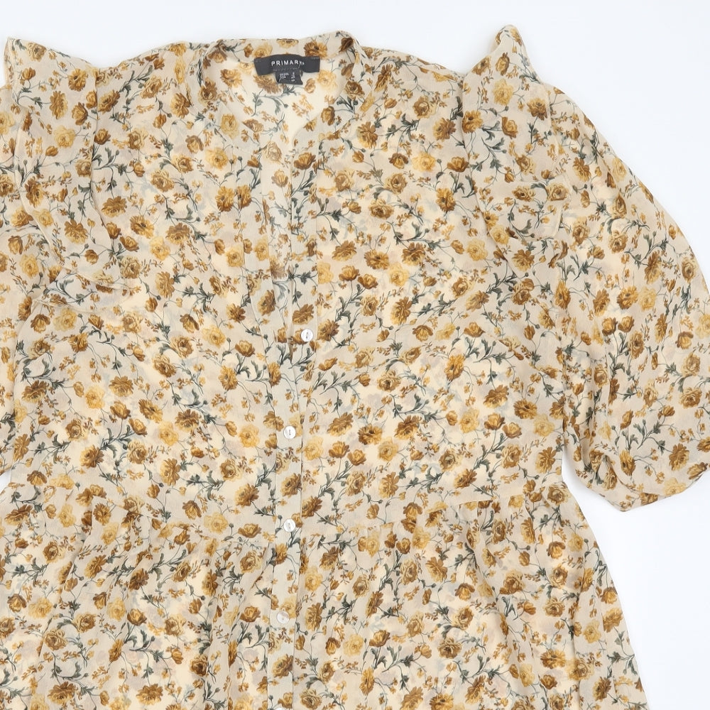 Primark Womens Yellow Floral  Trapeze & Swing  Size 8