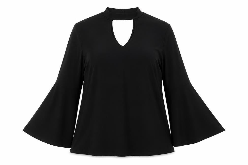 Front view of Cha Cha Vente women’s black basic blouse, size XL