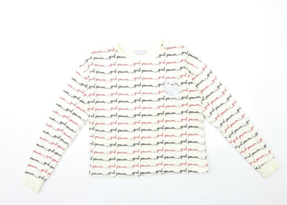 Matalan Girls White Geometric  Pullover Sweatshirt Size 13 Years