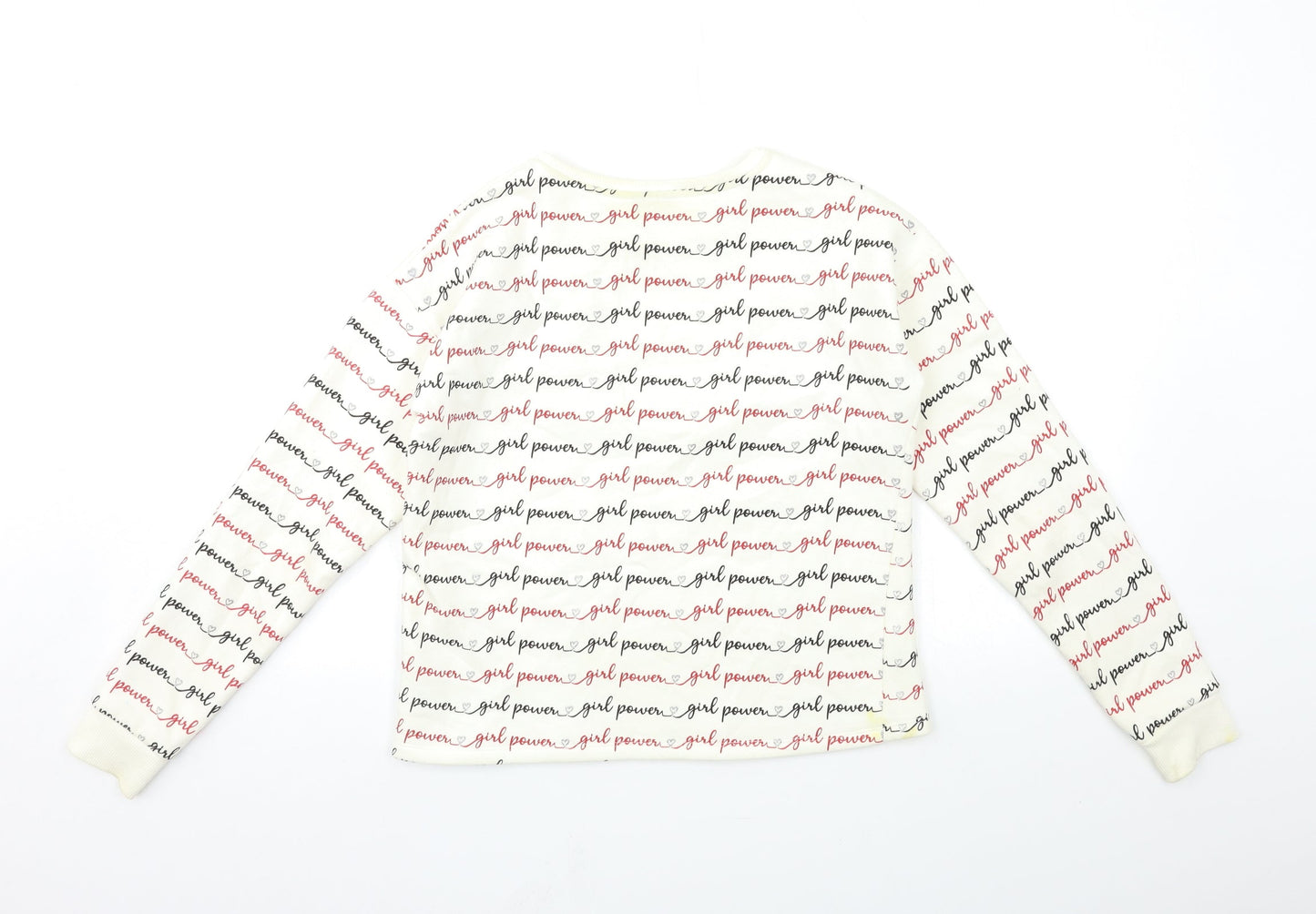 Matalan Girls White Geometric  Pullover Sweatshirt Size 13 Years