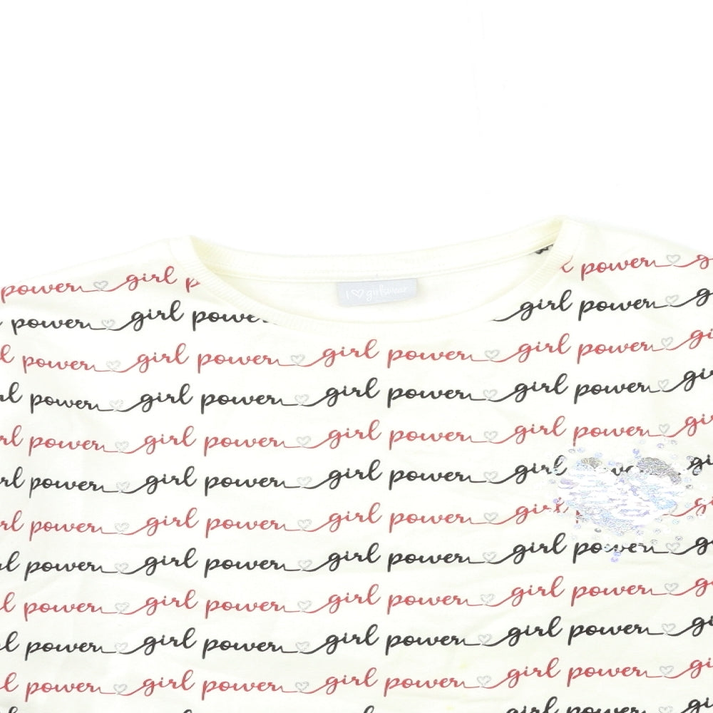 Matalan Girls White Geometric  Pullover Sweatshirt Size 13 Years