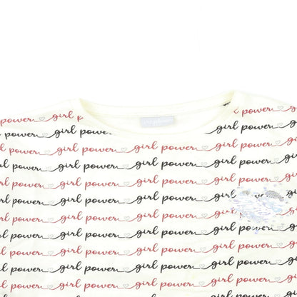 Matalan Girls White Geometric  Pullover Sweatshirt Size 13 Years