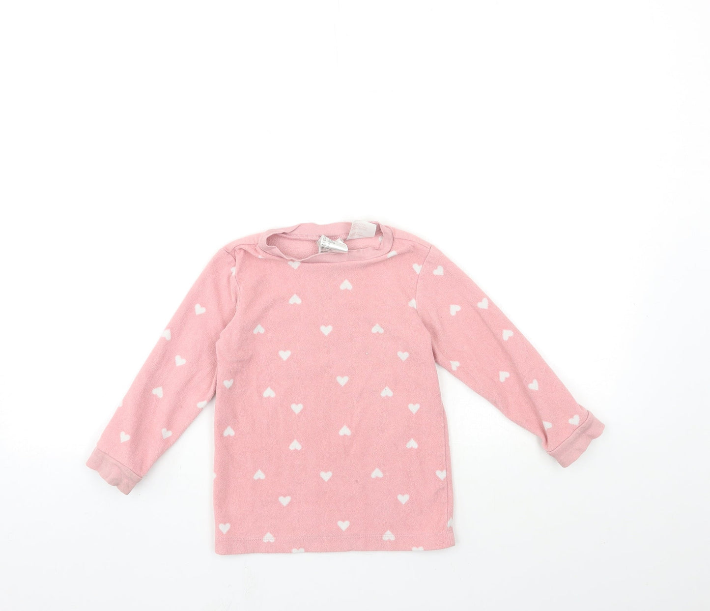 H&M Girls Pink Polka Dot Fleece Pullover Sweatshirt Size 3-4 Years