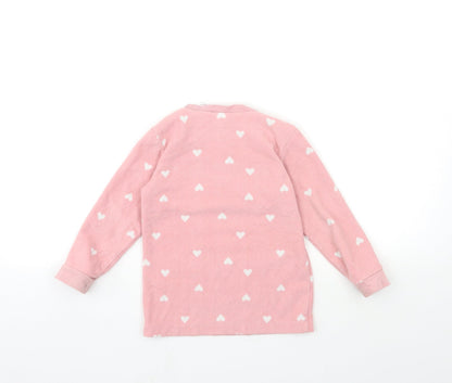 H&M Girls Pink Polka Dot Fleece Pullover Sweatshirt Size 3-4 Years