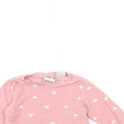 H&M Girls Pink Polka Dot Fleece Pullover Sweatshirt Size 3-4 Years