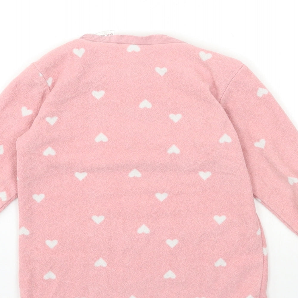 H&M Girls Pink Polka Dot Fleece Pullover Sweatshirt Size 3-4 Years
