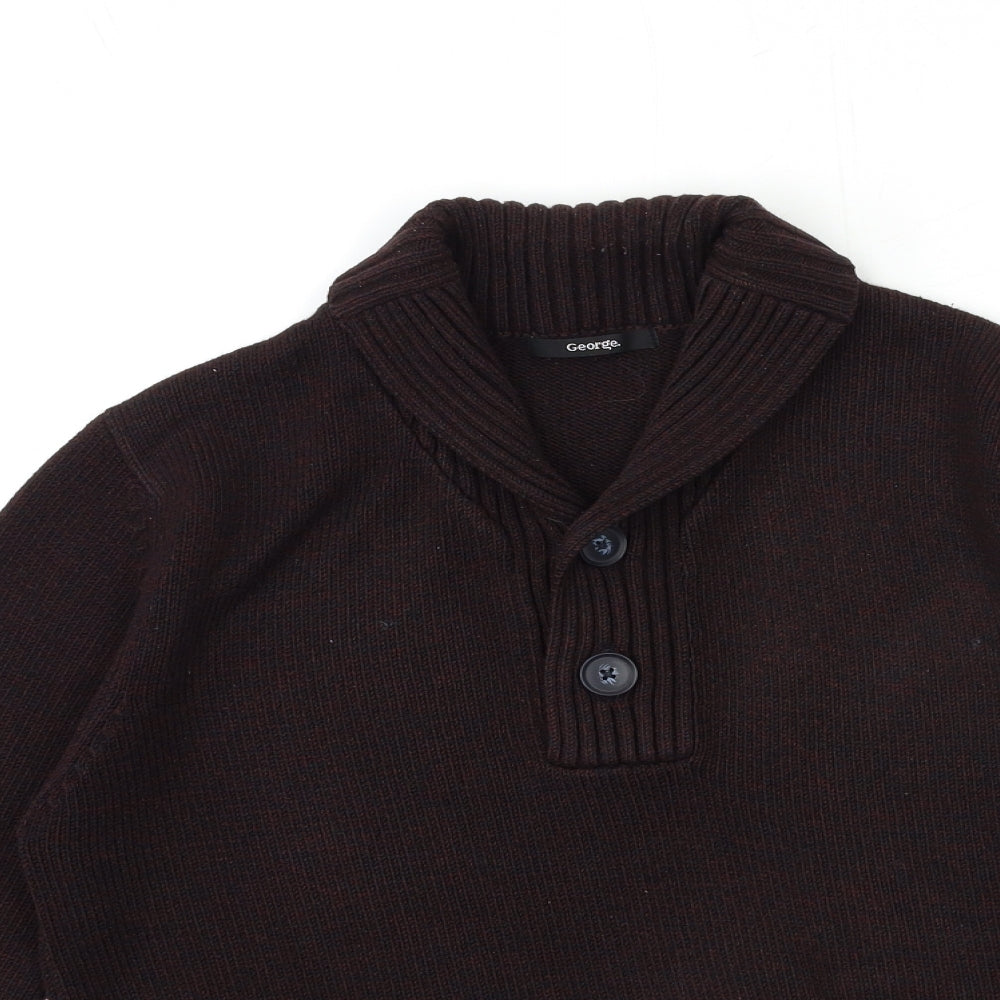 George Mens Brown  Knit Pullover Jumper Size S
