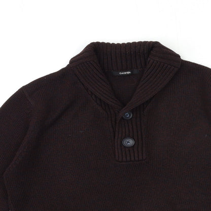George Mens Brown  Knit Pullover Jumper Size S