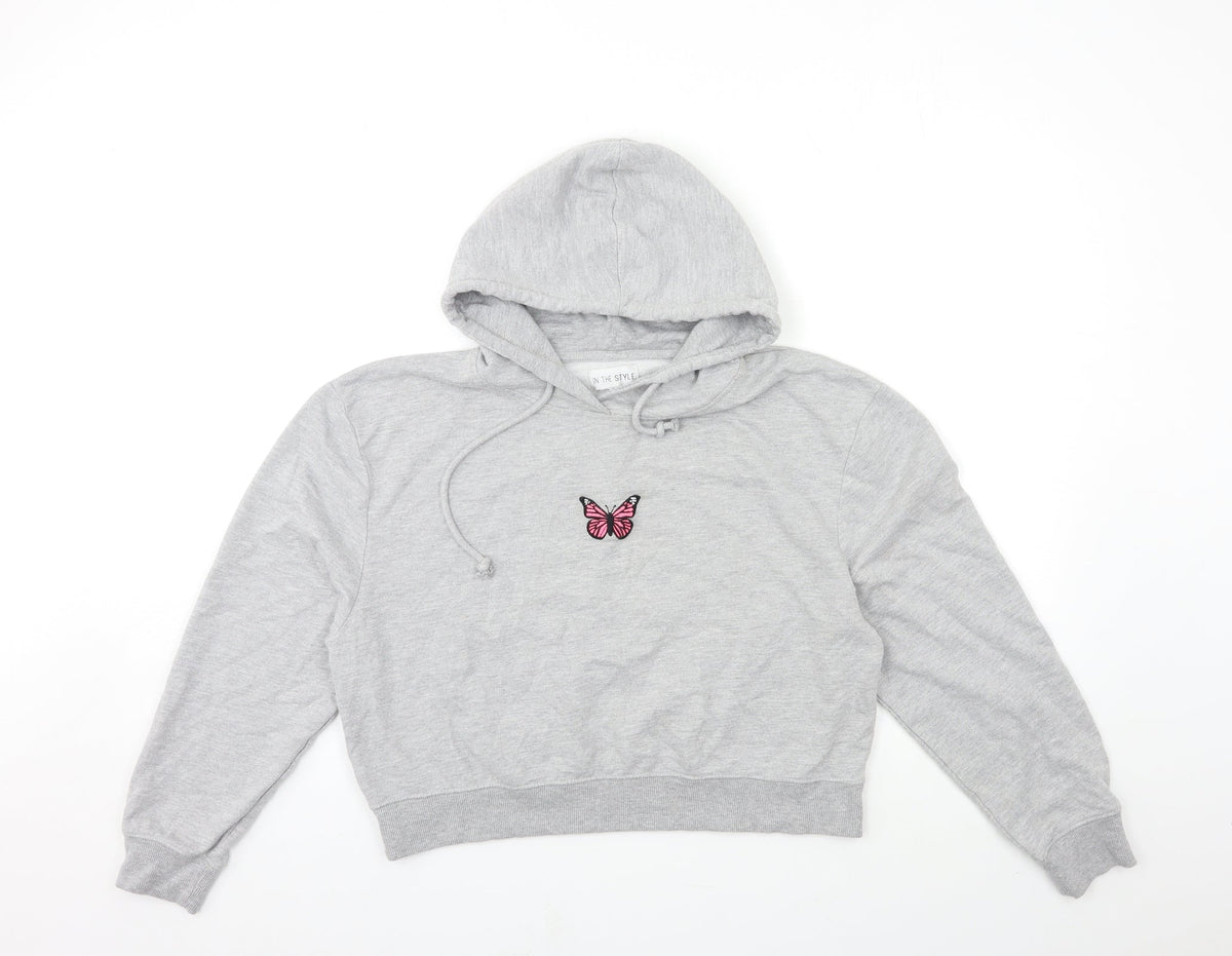 Additional front view of In the Style women’s grey pullover hoodie, size L