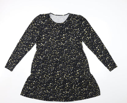 In the Style Womens Black Animal Print  Shift  Size L