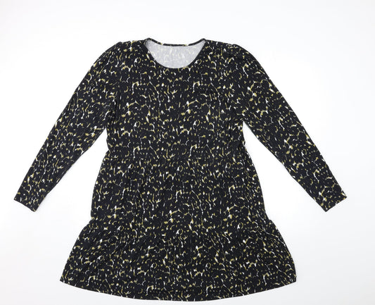 In the Style Womens Black Animal Print  Shift  Size L