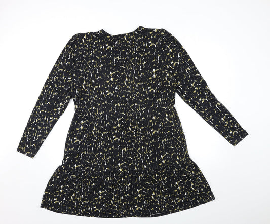 In the Style Womens Black Animal Print  Shift  Size L