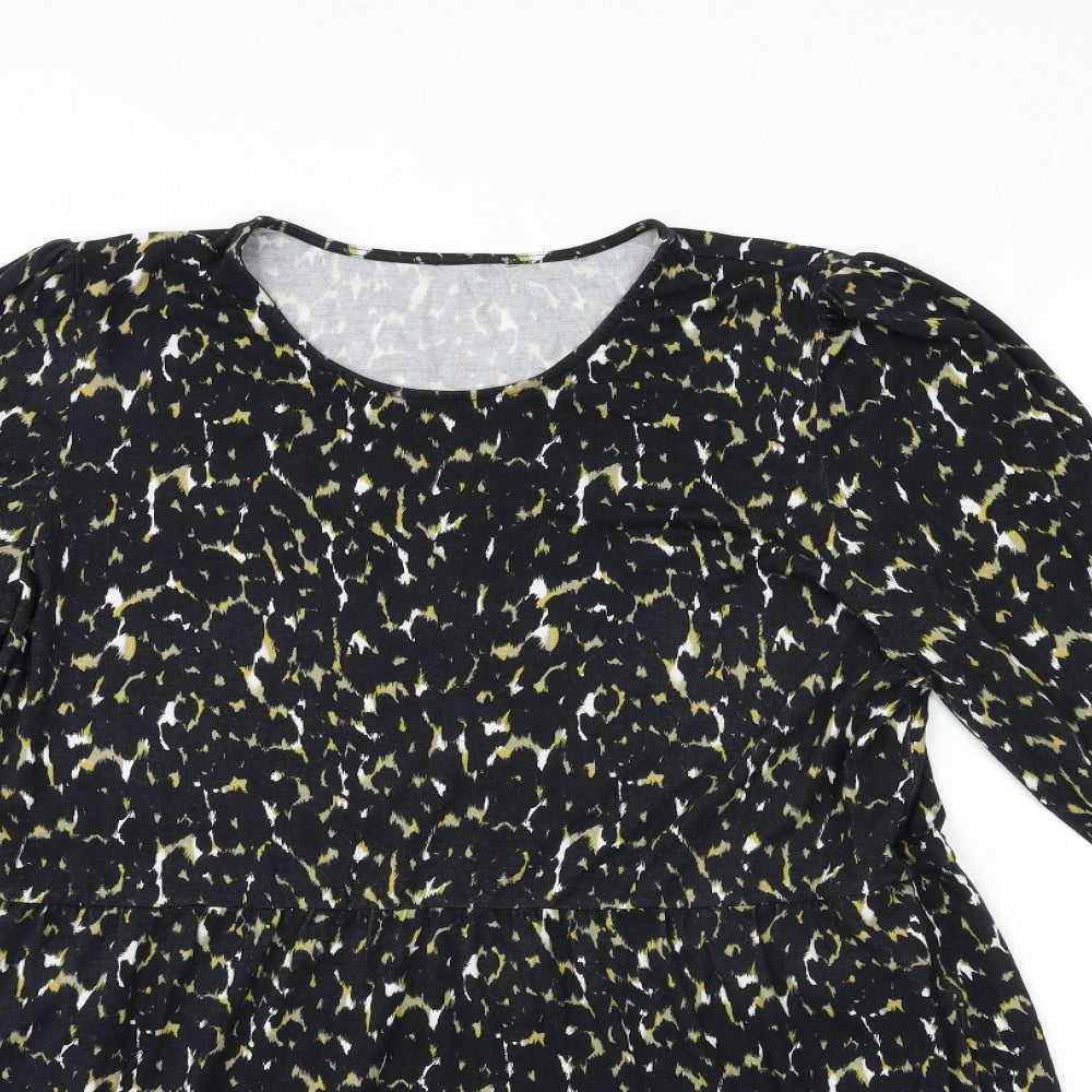 In the Style Womens Black Animal Print  Shift  Size L