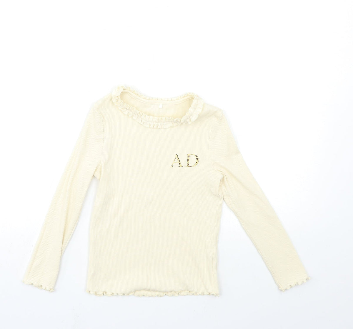 Additional front view of George girls’ beige basic t-shirt, size 5-6, years