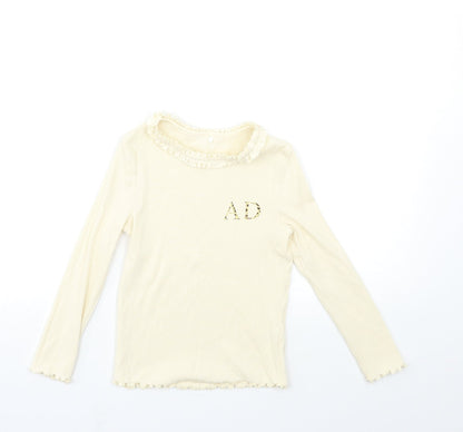Additional front view of George girls’ beige basic t-shirt, size 5-6, years
