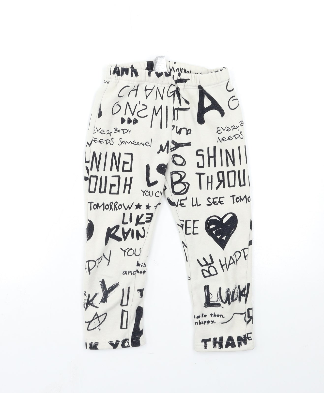 Preworn Girls White Geometric  Sweatpants Trousers Size 7 Years