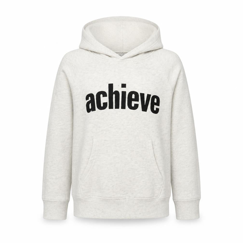 Front view of global work girls’ grey pullover hoodie, size 8-9, years