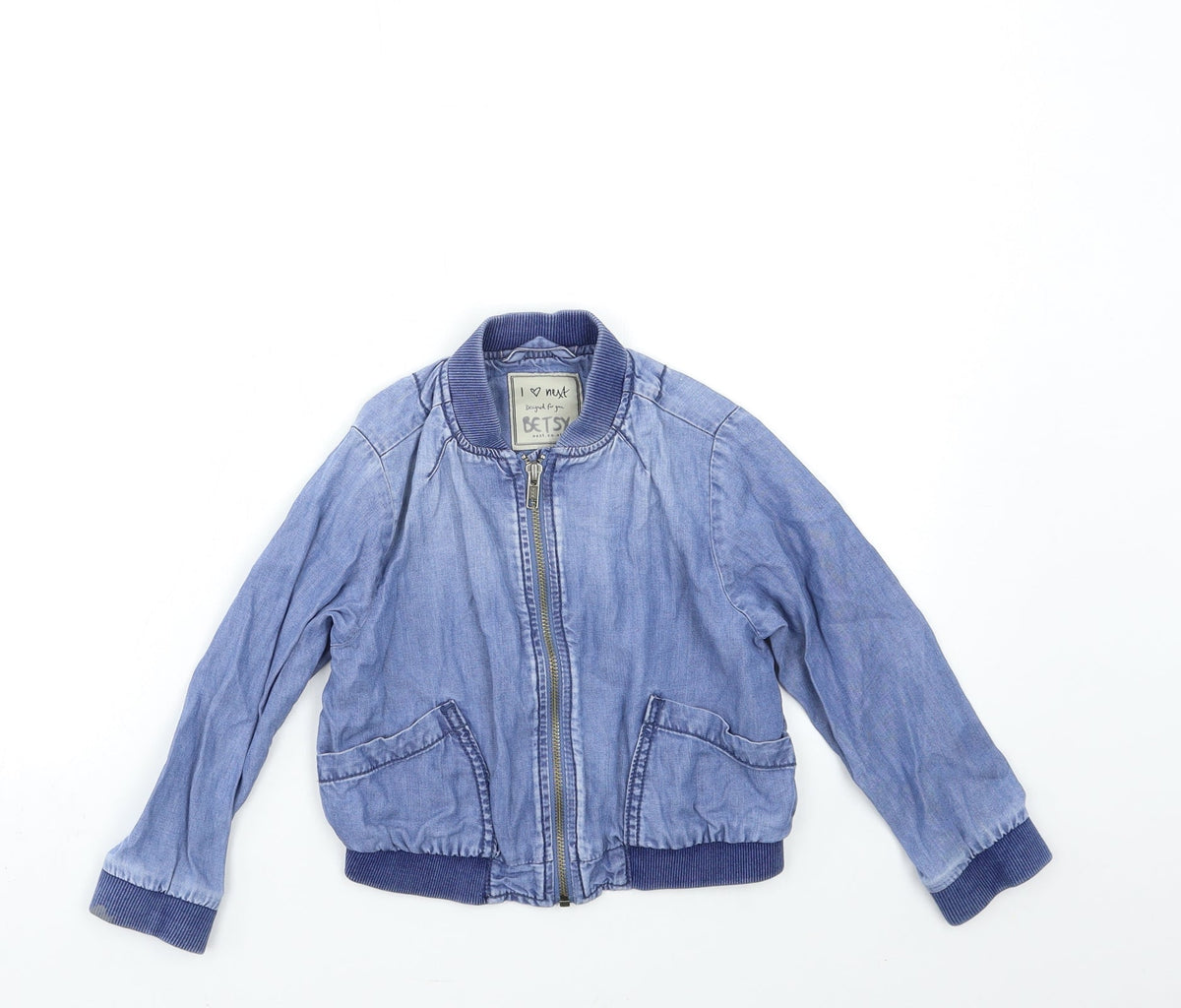 Additional front view of Next girls’ blue bomber jacket jacket, size 5, years