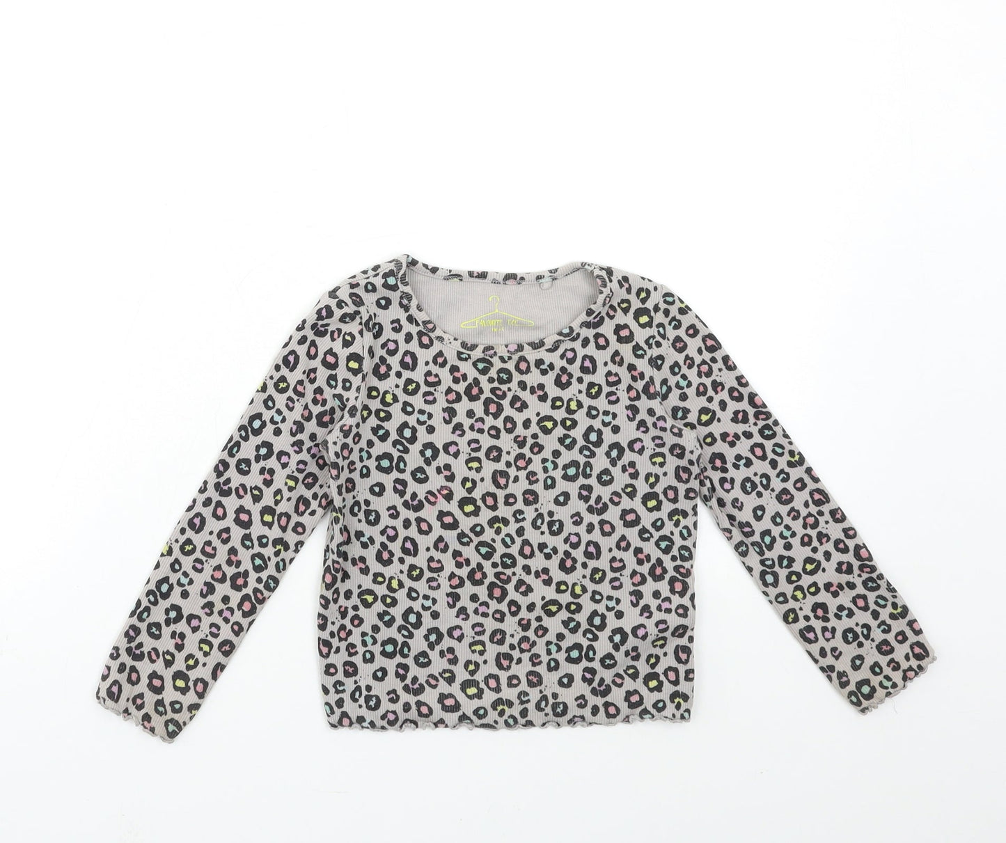 NXT Girls Grey Animal Print  Basic T-Shirt Size 2-3 Years