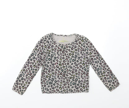 NXT Girls Grey Animal Print  Basic T-Shirt Size 2-3 Years