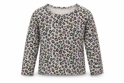 Front view of Next girls’ grey animal print basic t-shirt, size 2-3, years