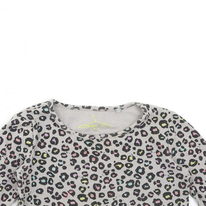 NXT Girls Grey Animal Print  Basic T-Shirt Size 2-3 Years