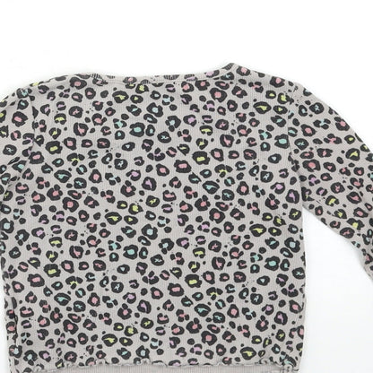 NXT Girls Grey Animal Print  Basic T-Shirt Size 2-3 Years