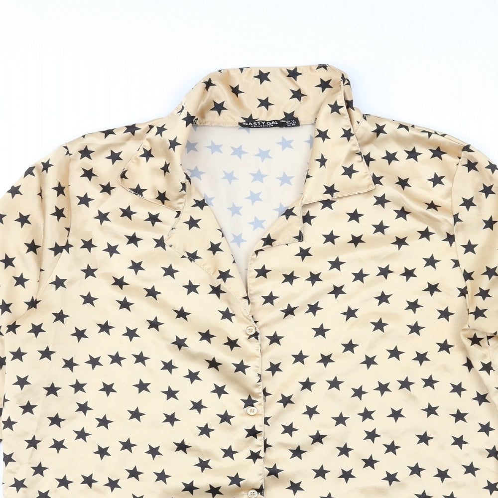 Nasty Gal Womens Gold Geometric  Babydoll Nightshirt Size 14
